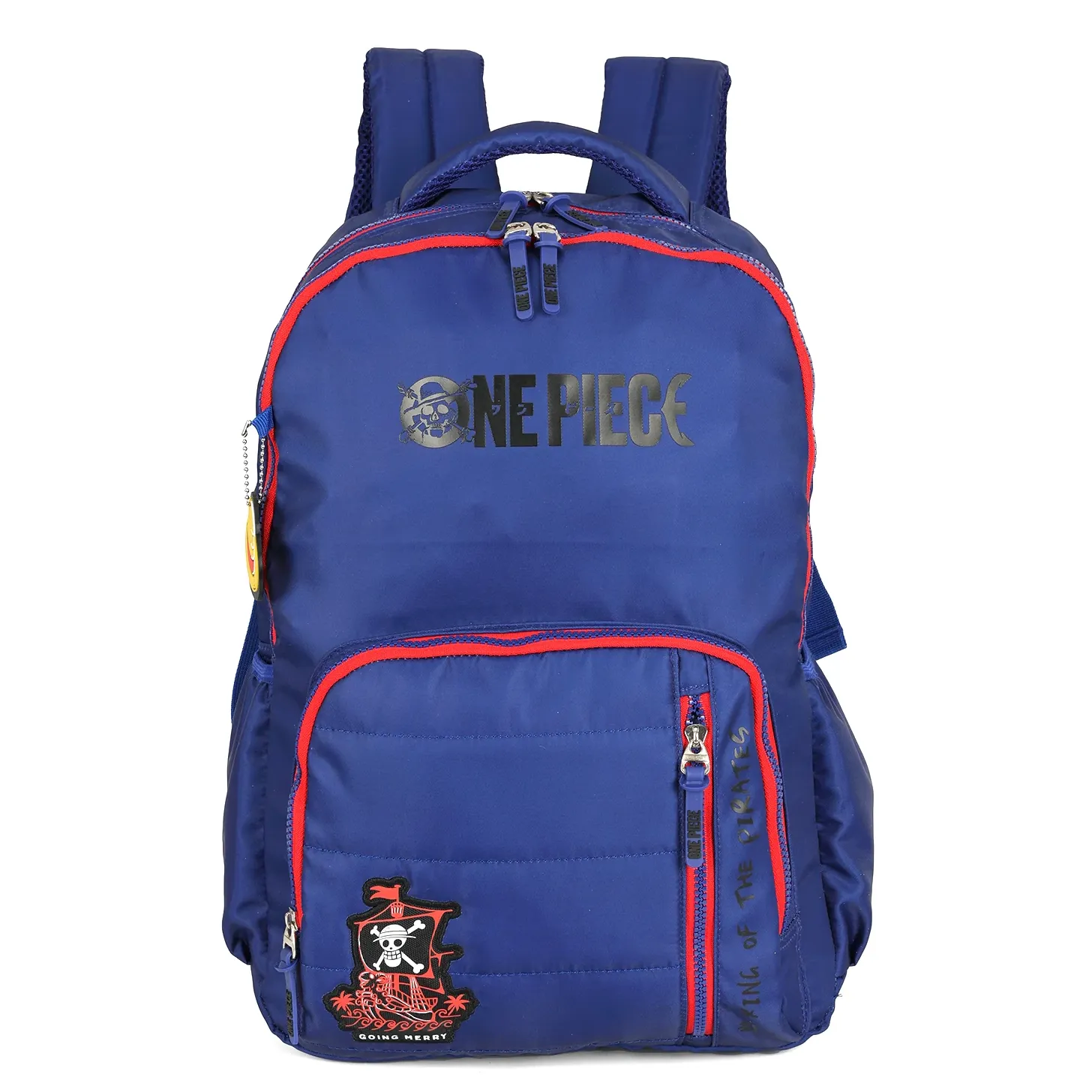 Mochila infantil azul Luxcel com estampa One Piece e detalhes vermelhos